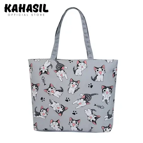 KAHASIL - Tas Totebag Wanita Tote Bag Jinjing Shoulder Bag Resleting Bahan Kanvas KHTB42