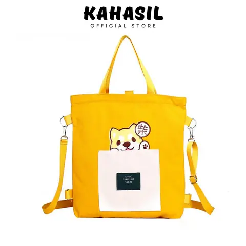 KAHASIL - Tas Selempang Ransel Tote Bag Totebag Wanita 3in1 Multifungsi Polyester KHBAG50