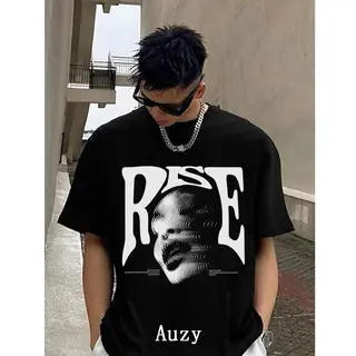 Boxy Fit Kaos Oversized Tshirt RISE Black White Pria Dan Wanita Kaos Vintage Kaos Aestethic