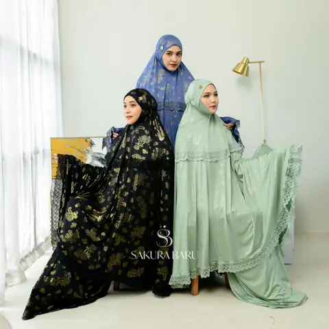 Sakura Baru - Mukena Shanum Mimoza Strechy Motif Cantik Dan Renda Mewah