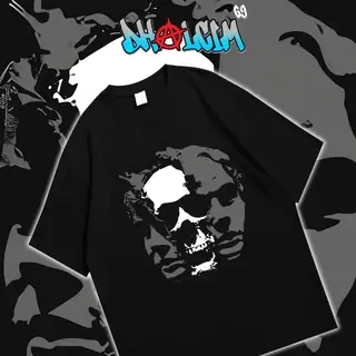 KAOS BOXY FIT TEE BAJU KAOS DISTRO PRIA WANITA OVERSIZE COTTON COMBAD 24S SKULL FACE T-shirt kaos pria distro original 100%