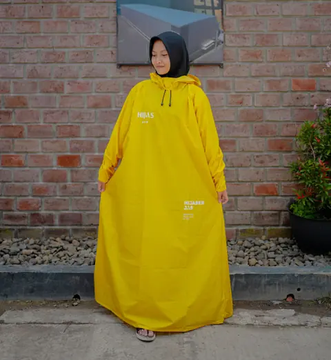 South Legend - Jas Hujan Gamis Muslimah Premium Non Zipper Kuning by Hijas