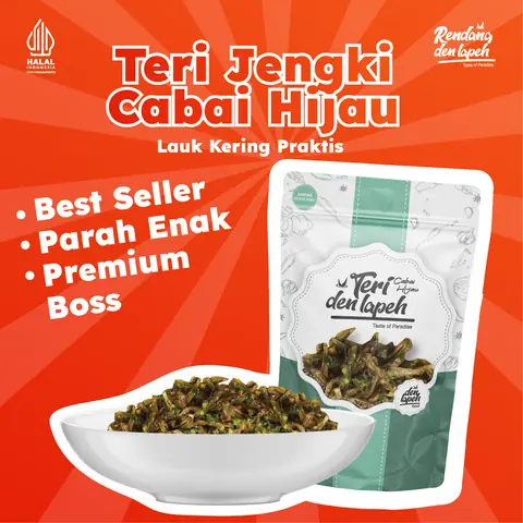Rendang Den Lapeh - Teri Jengki Cabai Hijau / Teri Plastik Vakum Premium