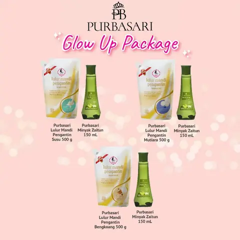 Purbasari - [Glow Up Package - ISI 2] Lulur Mandi Pengantin 500gr + Minyak Zaitun 150 ml