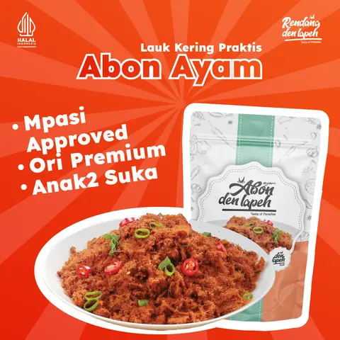 Rendang Den Lapeh - Abon Ayam Premium / Abon Non MSG Halal MUI