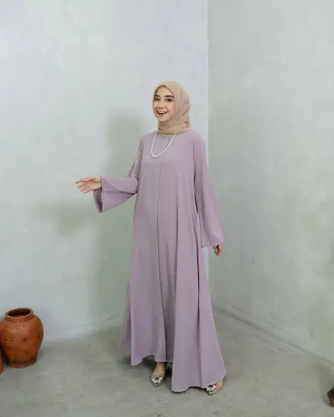 Khisna collection - Abaya hilya wanita kekinian Busui model lengan lebar bawah lebar