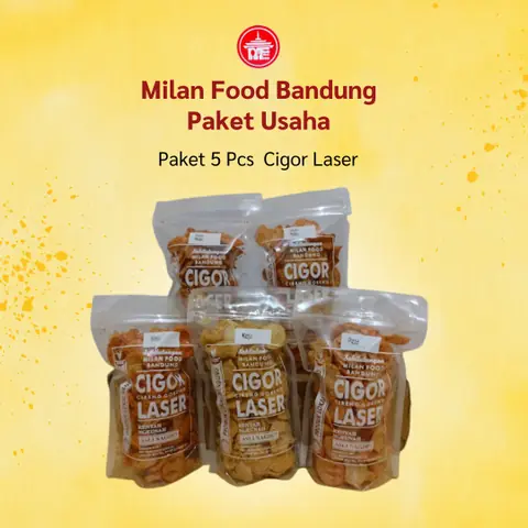 Milan Food Bandung - Paket Usaha 5 pcs (New) Cigor Laser Snack Makanan Ringan 90 gr