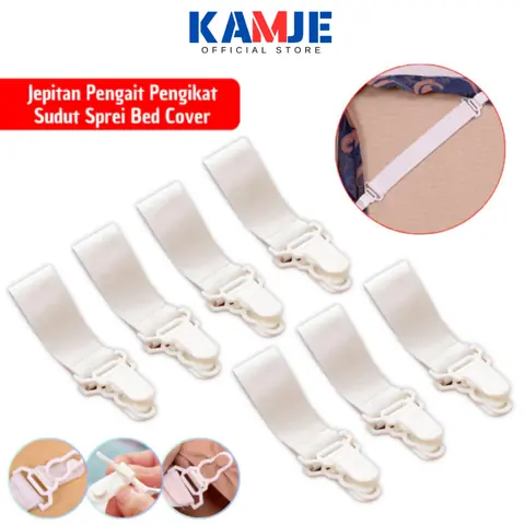 KAMJE Jepitan Pengait Penjepit Karet Sudut Sprei Bed Cover 4 Tali Pengikat Pengencang Ujung Kasur