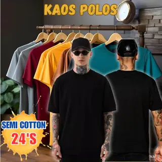 Kaos polos lengan pendek semi cotton combed 24s premium Baju Kaos Oblong Polos