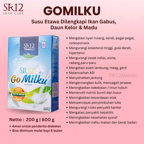 SR12 Gomilku Susu Kambing Etawa Dilengkapi Daun Kelor Madu Ikan Gabus