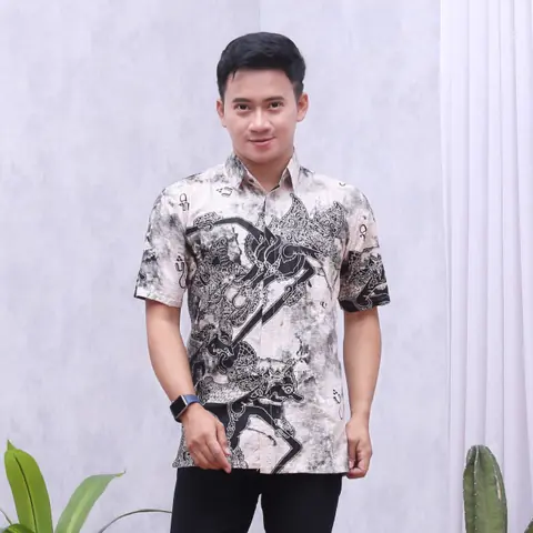 Batik Alfin - Baju batik lengan pendek motif wayang kulit