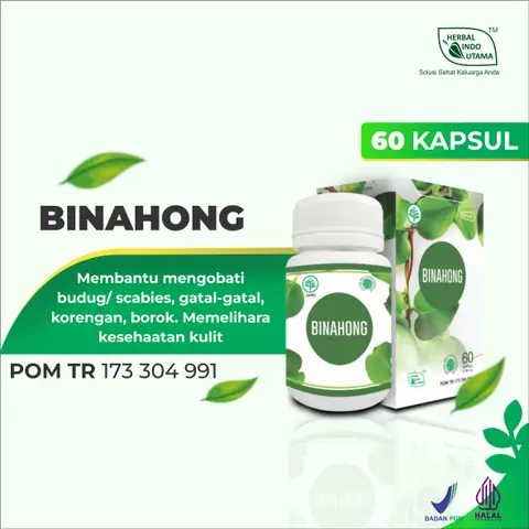 Herbal Indo Utama - HIU BINAHONG Obat Herbal Gatal Scabies Kesehatan Kulit isi 60 Kaps