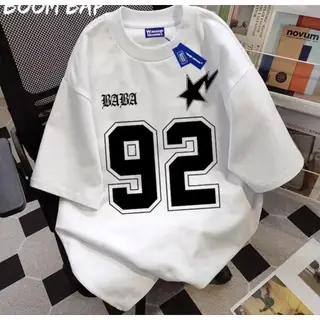 KAOS fashion pria wanita american retro Style T-shirt Oversize 92 Print top| Kaos Wanita Hitam | Kaos pria dan wanita | Street Style 100%Cotton top