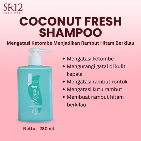SR12 Coconut Fresh Shampoo Anti Ketombe Rambut Hitam Berkilau