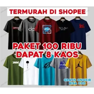 KAOS DISTRO 100 RIBU DAPAT 8 PCS KAOS DISTRO PRIA WANITA BAJU KAOS PRIA