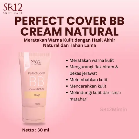 SR12 BB Cream Natural Beige Full Coverage Hasil Flawless