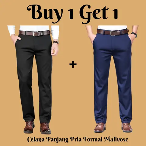 MALLVOSE - [Buy 1 Get 1] Celana Pria Formal Panjang Daark Grey Light Grey Black Navy Premium Quality