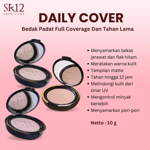 SR12 Daily Cover Bedak Padat SPF 20 Full Coverage Tahan Lama