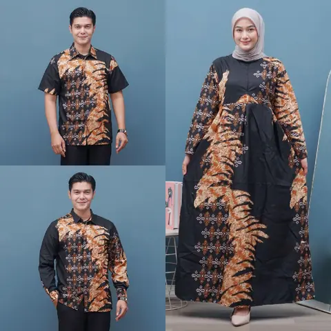 Kois Batik - Batik Keluarga Hem Kemeja Gamis Dewasa bisa dibeli terpisah motif songket hitam