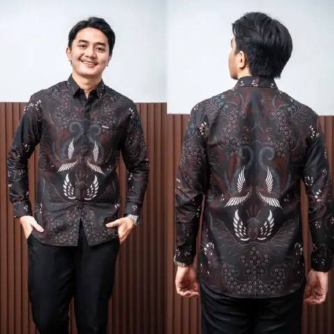 Batik Alfin - Kemejan Batik pria dewasa Lengan panjang motif sawung galing modern terbaru bagus banget