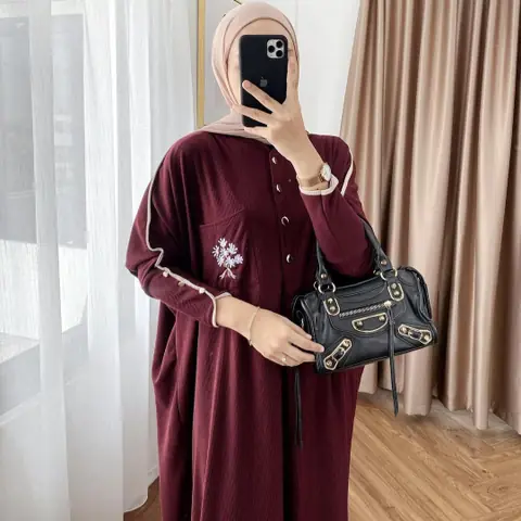 Khisna collection - Ready new kaftan Batwing noora Busui friendly dan ada saku depan aksen bordir