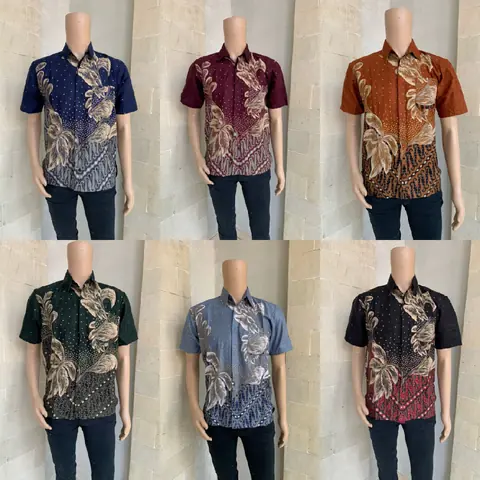 Batik Alfin - Kemejan Batik pria Dewasa Lengan pendek atau Hem modern terbaru motif mawar bagus banget