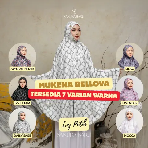 Sakura Baru - [DISKON SPESIAL LAST STOK] Sakura Baru - Mukena Bellova Motif Sublim cantik