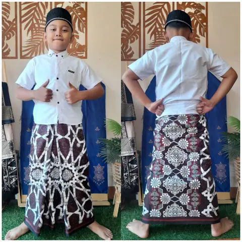 Batik Alfin - New sartan sarung istan anak motif gus Rayhan modern terbaru fre peci putih rajut