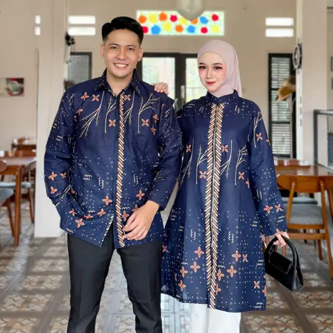 Kois Batik - Atasan Batik Kembaran Terbaru Kemeja dan Tunik Dapat Dibeli terpisah motif anjani navy