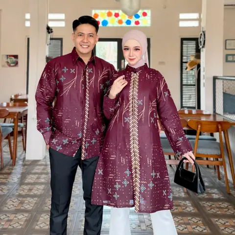 Kois Batik - Atasan Batik Kekinian Terbaru Kemeja Dan Tunik Wanita Dapat Dibeli terpisah motif anjani burgundy
