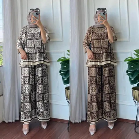 Khisna collection - Oneset Keysa motif yang kekinian model bagus bahan adem dan nyaman dipakai