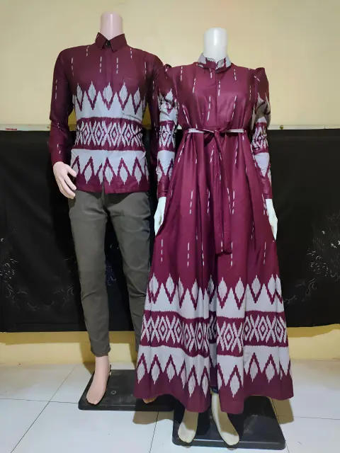 Kois Batik - Baju Batik Coupel Kekinian Modern Gamis dan kemeja dapat dipisah motif mustika
