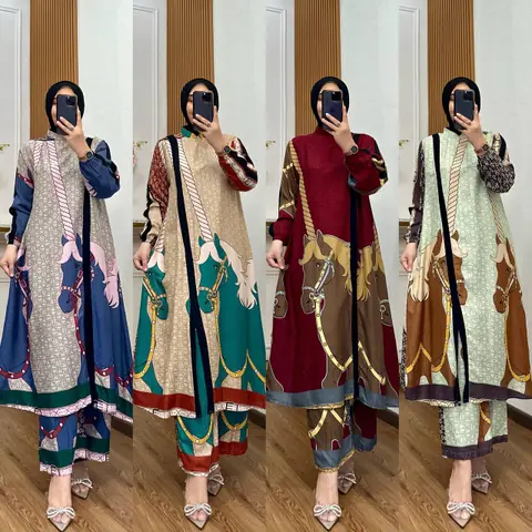 Khisna collection - Oneset tunik Sifa motif bestseller kekinian bahan adem realpict