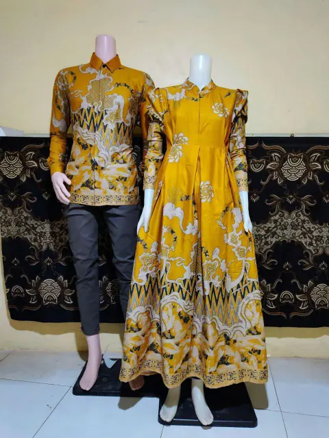 Kois Batik - Batik Coupel Gamis Dan Kemeja Bisa Dibeli terpisah motif cuwanda kuning