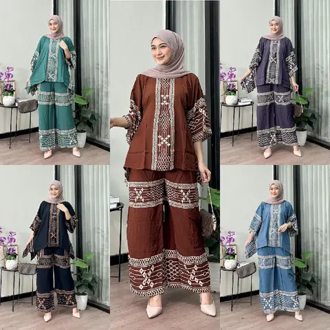 Batik Alfin - Baju wanita muslim setelan one set waka waka Herlina mode kekinian terbaru