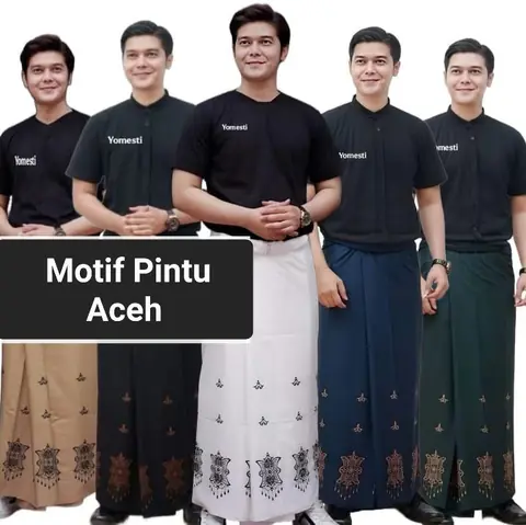 Batik Alfin - Sarung Batik pria dewasa motif pintu Aceh sarung santri dewasa free peci putih Rajut