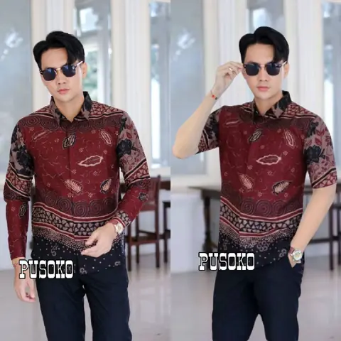 Batik Alfin - Kemejan Batik pria dewasa Lengan panjang Dan Lengan pendek motif pusoko keren banget