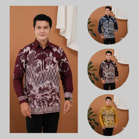 Kois Batik - Batik Atasan Pria Terbaru Simpel Kantor Kerja Kemeja Keren Motif Cunda