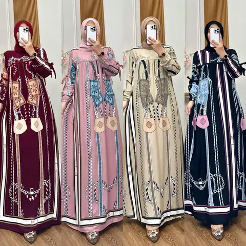 Khisna collection - New drees wanita Aghnia motif bestseller kekinian bahan adem realpict