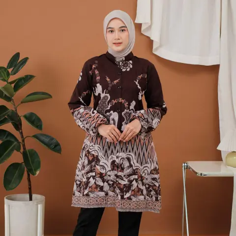 Kois Batik - Atasan Batik Wanita Tunik Baju Kerja Kondangan Resmi Ok Motif cunda