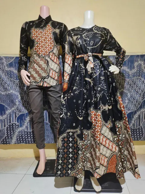 Kois Batik - Batik Coupel Kemeja Dan Gamis wanita Dapat Beli Terpisah Motif lires