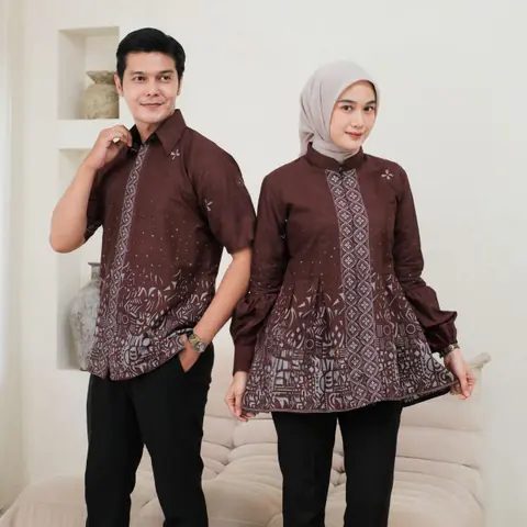 Kois Batik - Atasan Terviral baju kerja pria dan wanita blouse hem baru motif sutena mahogany