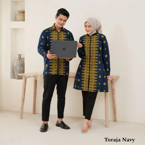 Kois Batik - Atasan batik coupel bisa dipisah new terbaru elegend motif toraja navy