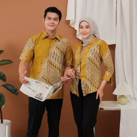 Kois Batik - Batik Coupel Bisa Dipisah Model Terbaru kebaya motif luna kuning