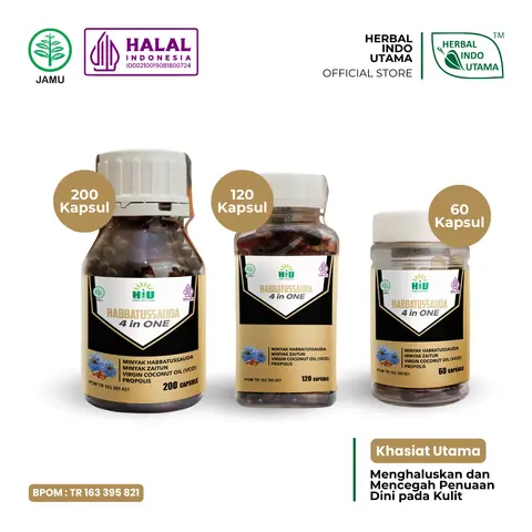Herbal Indo Utama - Habbatussauda 4in1 Herbal Alami Bantu Pelihara Daya Tahan Tubuh Herbal Indo Utama