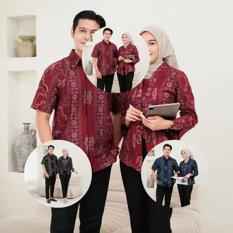 Kois Batik - Atasan Batik Coupel Pria Dan Wanita Model Kebaya Motif clasik