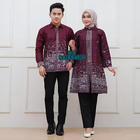 Kois Batik - Batik Coupel Pria Dan Wanita Bisa Dipisah Tunik Kemeja Motif Sutena