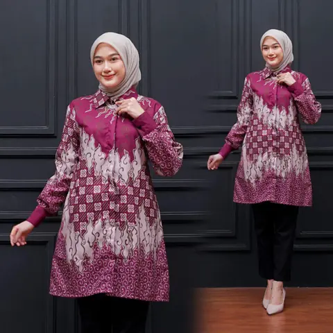Kois Batik - Atasan Batik Wanita Tunik Kerja Kantor sesimpel ini Motif Lolipop