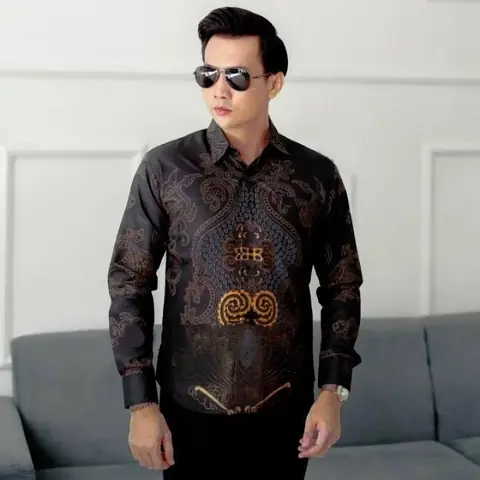 Batik Alfin - Kemejan Batik pria dewasa Lengan panjang motif Abinawa Coklat modern terbaru bagus banget