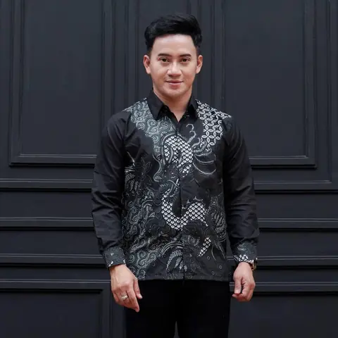 Kois Batik - Batik Pria Kemeja Atasan Modern Keren Seragaman ok Motif nogo ireng